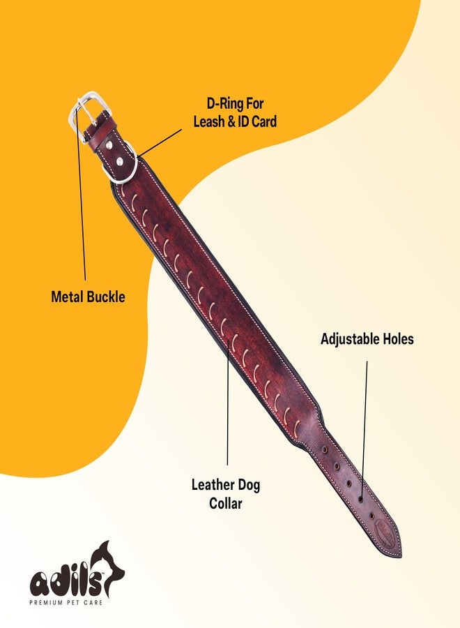 ADIL'S Tooling Half Moon Cut Tooled Dog Collar 2.25 INCH Width Suitable for Medium & Large Dogs, Hand Tooled Leather Dog Collar with Sturdy Hardware & Classic Design, Sizes: L, Brown - Image 2